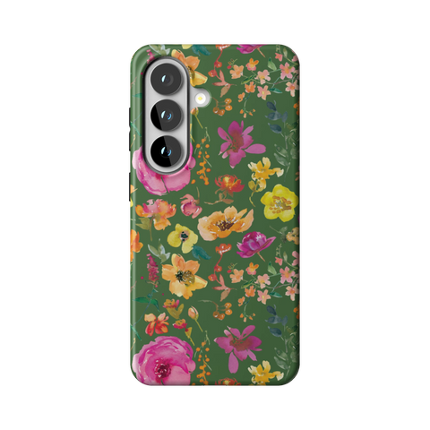 Green Watercolor Flowers Tough Phone Case for Galaxy S26 - The Urban Flair