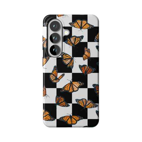 Checkered Monarch Butterfly Tough Phone Case for Galaxy S26 - The Urban Flair