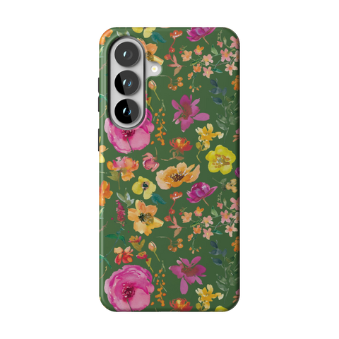 Green Watercolor Flowers Tough Phone Case for Galaxy S26 Plus - The Urban Flair