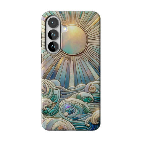 Sun Rays & Ocean Waves Stained Glass Tough Phone Case for Galaxy S26 Plus - The Urban Flair