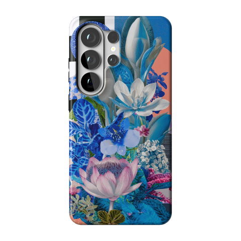 Blue Lotus Botanical Collage Tough Phone Case for Galaxy S26 Ultra - The Urban Flair