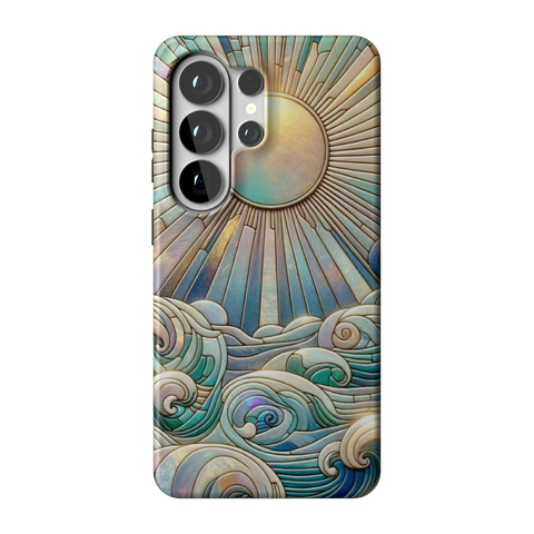 Sun Rays & Ocean Waves Stained Glass Tough Phone Case for Galaxy S26 Ultra - The Urban Flair