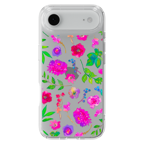 Aesthetic Bright Flowers Phone Case For iPhone 17 16 15 14 13 7 8 SE Galaxy S26 S25 Watercolor Floral MagSafe Case shown on