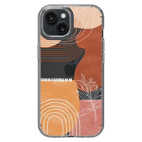Aesthetic Modern Clear Phone Case shown on iPhone 15