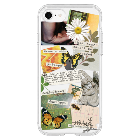 Aesthetic Scrap Collage Clear Phone Case shown on iPhone 7/8