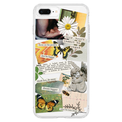 Aesthetic Scrap Collage Clear Phone Case shown on iPhone 7 Plus/8 Plus