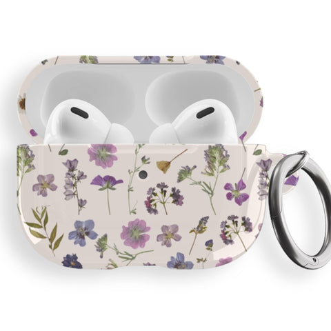 Purple Wild Pressed Flower Print AirPods Case for AirPods Pro and AirPods 1st/2nd Gen - The Urban Flair (Feat)