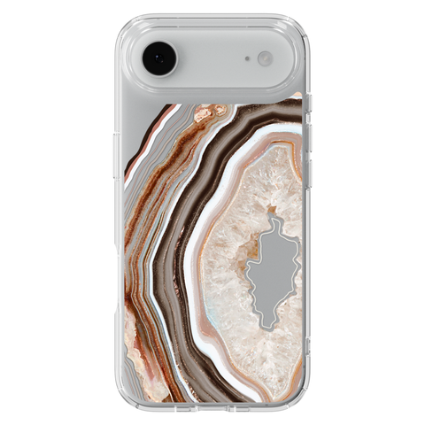 Beige Geode Slice Clear Phone Case shown on iPhone 17 Air