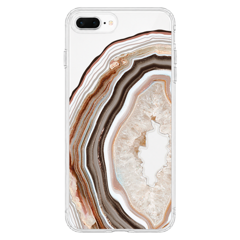 Beige Geode Slice Clear Phone Case shown on iPhone 7 Plus/8 Plus