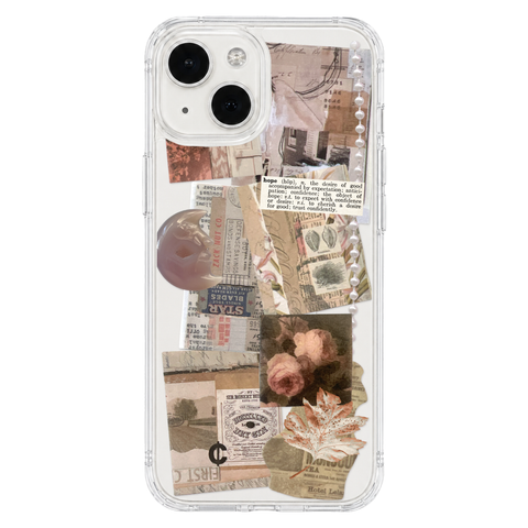 Blush Hope Scraps Collage Phone Case For iPhone 17 16 15 14 13 7 8 SE Galaxy S26 S25 Aesthetic Moodboard Design shown on
