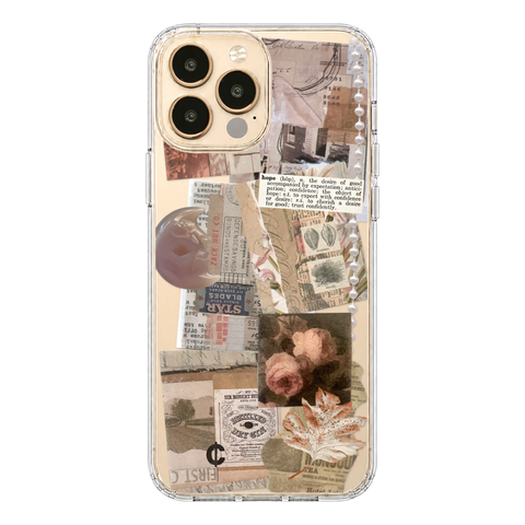 Blush Hope Scraps Collage Phone Case For iPhone 17 16 15 14 13 7 8 SE Galaxy S26 S25 Aesthetic Moodboard Design shown on