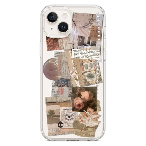 Blush Hope Scraps Collage Phone Case For iPhone 17 16 15 14 13 7 8 SE Galaxy S26 S25 Aesthetic Moodboard Design shown on