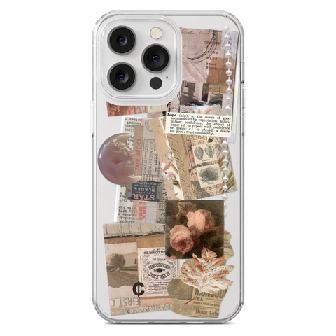 Blush Hope Scraps Collage Phone Case For iPhone 17 16 15 14 13 7 8 SE Galaxy S26 S25 Aesthetic Moodboard Design shown on