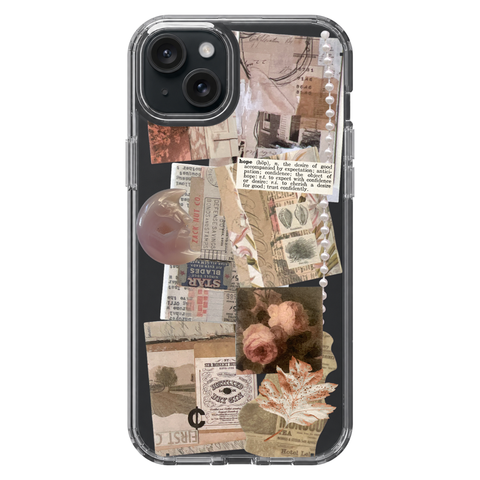 Blush Hope Scraps Collage Phone Case For iPhone 17 16 15 14 13 7 8 SE Galaxy S26 S25 Aesthetic Moodboard Design shown on