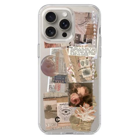 Blush Hope Scraps Collage Phone Case For iPhone 17 16 15 14 13 7 8 SE Galaxy S26 S25 Aesthetic Moodboard Design shown on