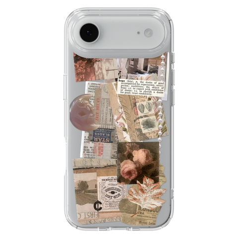 Blush Hope Scraps Collage Phone Case For iPhone 17 16 15 14 13 7 8 SE Galaxy S26 S25 Aesthetic Moodboard Design shown on