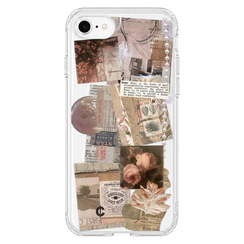 Blush Hope Scraps Collage Phone Case For iPhone 17 16 15 14 13 7 8 SE Galaxy S26 S25 Aesthetic Moodboard Design shown on
