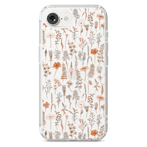 Boho Fall Wild Flower Clear Phone Case shown on iPhone 17e