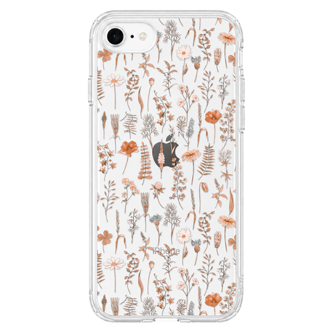 Boho Fall Wild Flower Clear Phone Case shown on iPhone 7/8