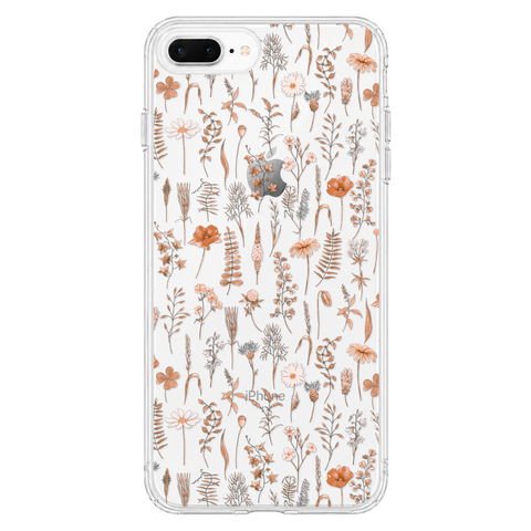Boho Fall Wild Flower Clear Phone Case shown on iPhone 7 Plus/8 Plus