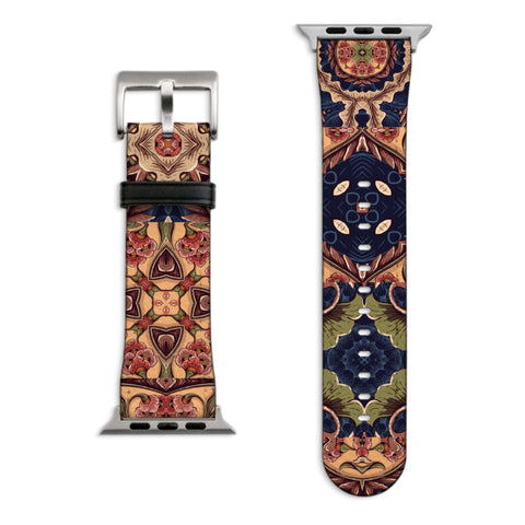 Boho Mosaic Tile Apple Watch Band with Matte Silver hardware