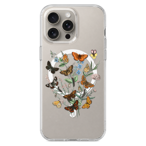 Botany Butterfly Clear Phone Case on iPhone 15 Pro Max Clear MagSafe case