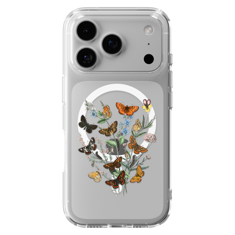 Botany Butterfly Clear Phone Case on iPhone 17 Pro Clear MagSafe case