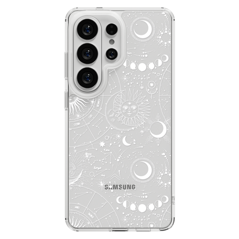 Celestial Zodiac Clear Phone Case White shown on Galaxy S26 Ultra