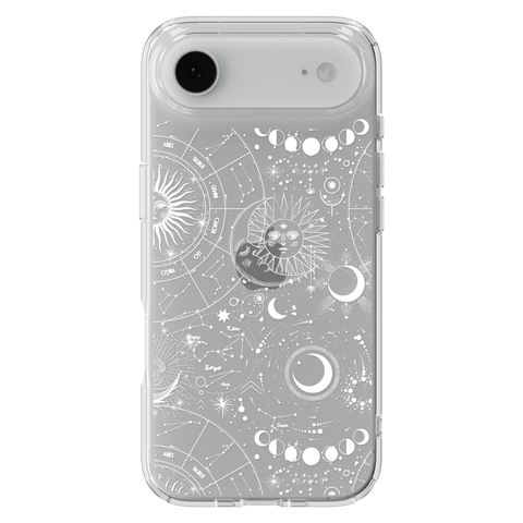 Celestial Zodiac Clear Phone Case White shown on iPhone 17 Air