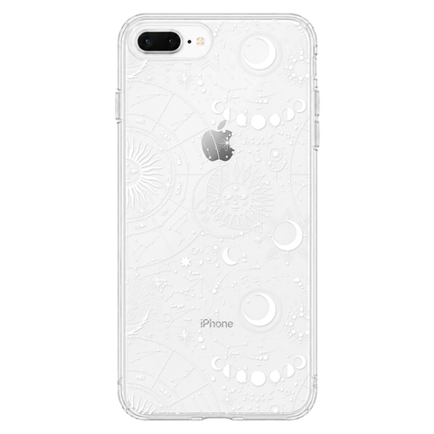 Celestial Zodiac Clear Phone Case White shown on iPhone 7 Plus/8 Plus