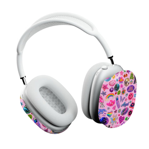 Pink Y2K Stickers Print AirPods Max 2 Case | Protective Snap-On Air Pods Max Cover
