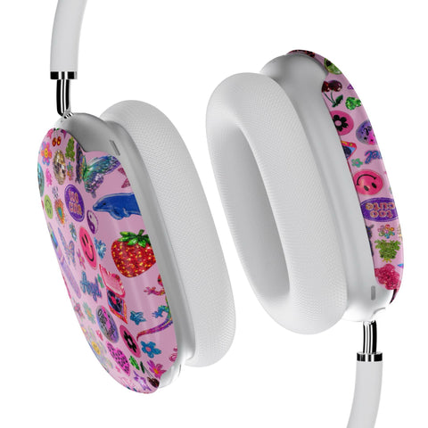 Pink Y2K Stickers Print AirPods Max 2 Case | Protective Snap-On Air Pods Max Cover