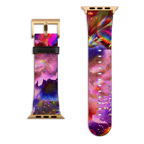 Cosmic Floral Apple Watch Band with Matte Gold hardware