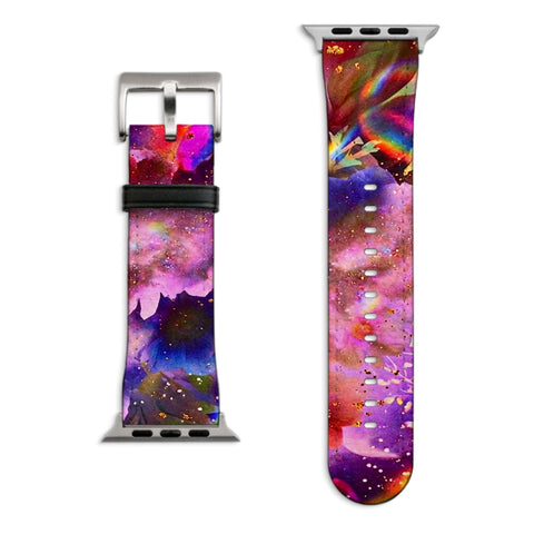 Cosmic Floral Apple Watch Band with Matte Silver hardware