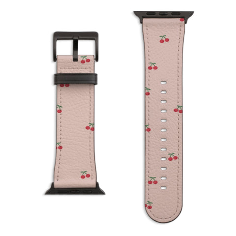 Dainty Micro Cherries Apple Watch Band with Matte Black hardware