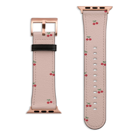 Dainty Micro Cherries Apple Watch Band with Matte Rose Gold hardware