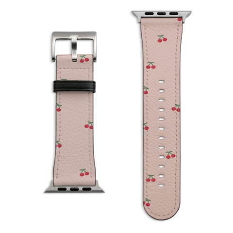 Dainty Micro Cherries Apple Watch Band with Matte Silver hardware