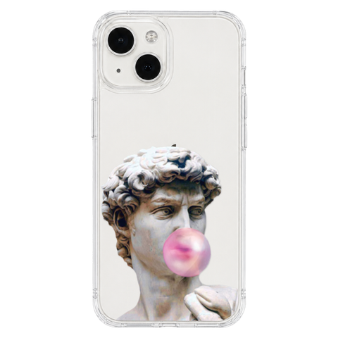David Greek Statue Bubblegum Clear Phone Case shown on iPhone 13 Mini
