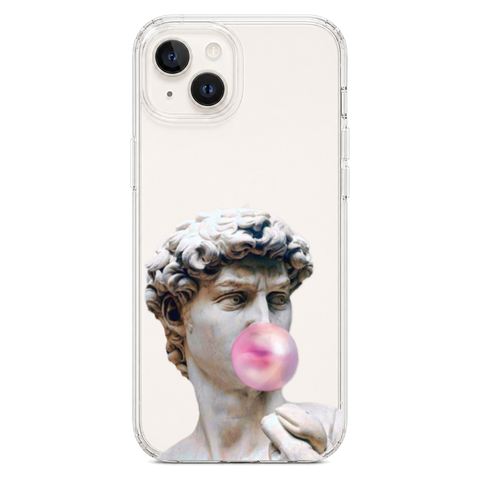 David Greek Statue Bubblegum Clear Phone Case shown on iPhone 14 Plus