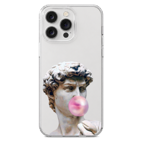 David Greek Statue Bubblegum Clear Phone Case shown on iPhone 14 Pro Max