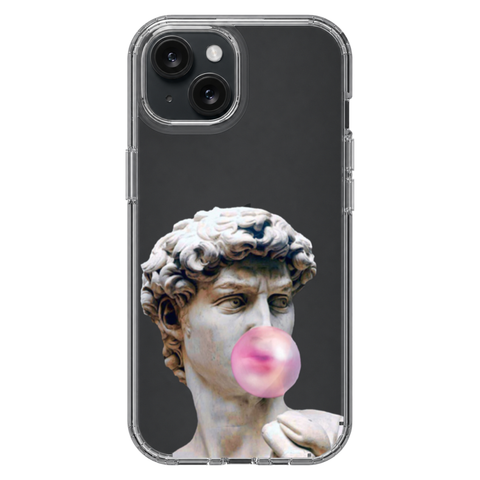 David Greek Statue Bubblegum Clear Phone Case shown on iPhone 15