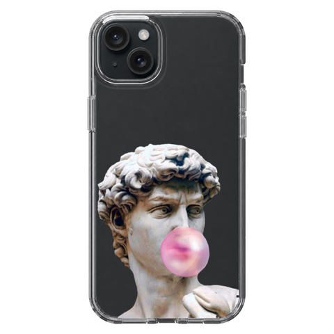 David Greek Statue Bubblegum Clear Phone Case shown on iPhone 15 Plus