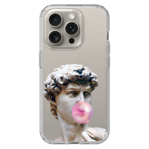 David Greek Statue Bubblegum Clear Phone Case shown on iPhone 15 Pro