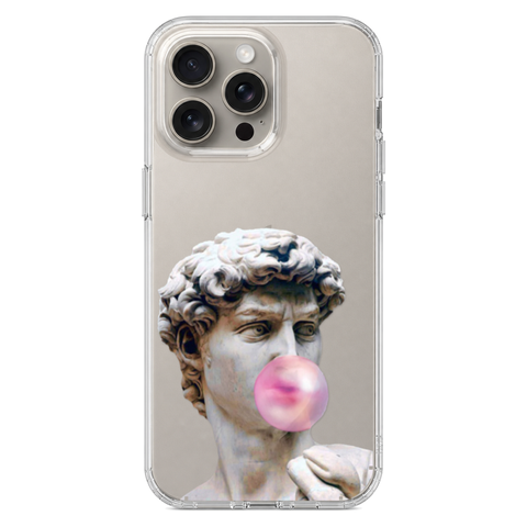 David Greek Statue Bubblegum Clear Phone Case shown on iPhone 15 Pro Max
