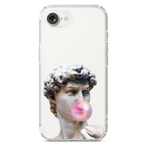 David Greek Statue Bubblegum Clear Phone Case shown on iPhone 16e