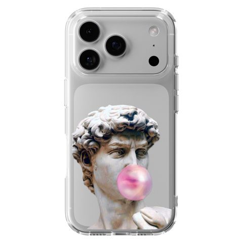 David Greek Statue Bubblegum Clear Phone Case shown on iPhone 17 Pro