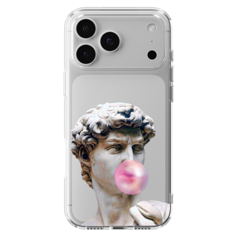 David Greek Statue Bubblegum Clear Phone Case shown on iPhone 17 Pro Max