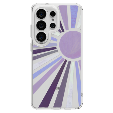 Deep Purple Sun Rays Phone Case For Apple iPhone 17 16 15 14 13 7 8 SE Samsung Galaxy S26 S25 shown on Galaxy S25 Ultra