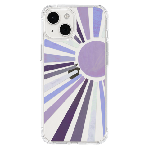 Deep Purple Sun Rays Phone Case For Apple iPhone 17 16 15 14 13 7 8 SE Samsung Galaxy S26 S25 shown on iPhone 13 Mini