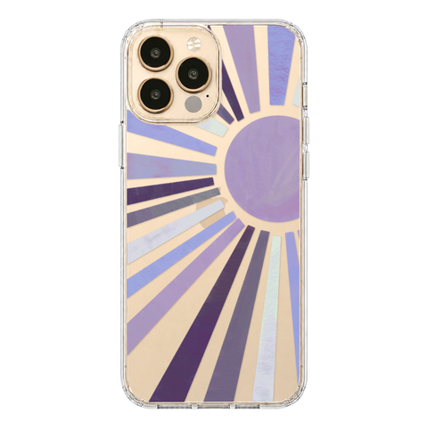 Deep Purple Sun Rays Phone Case For Apple iPhone 17 16 15 14 13 7 8 SE Samsung Galaxy S26 S25 shown on iPhone 13 Pro Max